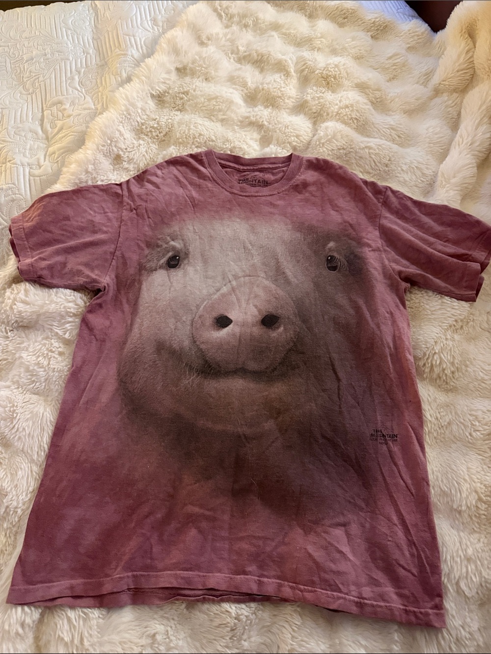 The Mountain pink Burgundy Pig Face Short Sleeve Tee